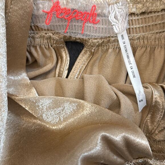 Free People Gold Look Into the Sun Satin Maxi Gown Medium - Picture 9 of 10